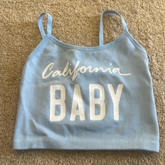 Cute light blue tank top small/medium-stretchy - Picture 1 of 4
